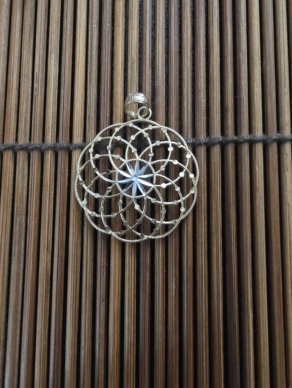 10k Spiral Circle Yellow, White Gold Pendant